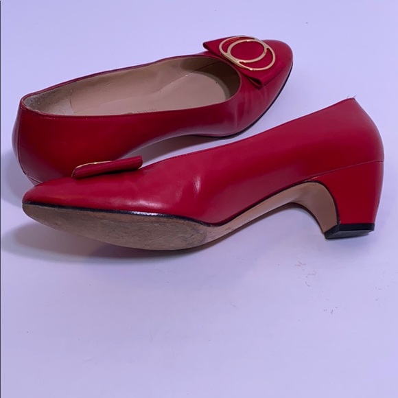 Salvatore Ferragamo Red Leather Pumps - Picture 4 of 8